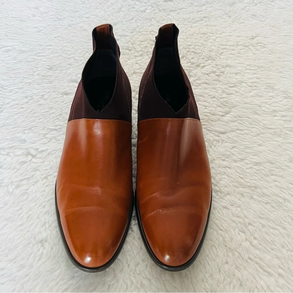 Plaza Handmade 2 Tone Leather/Elastic Fabric Slide On Chukka Boots Size 9.4 M